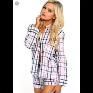 Kittenish Plaid Pajama Set